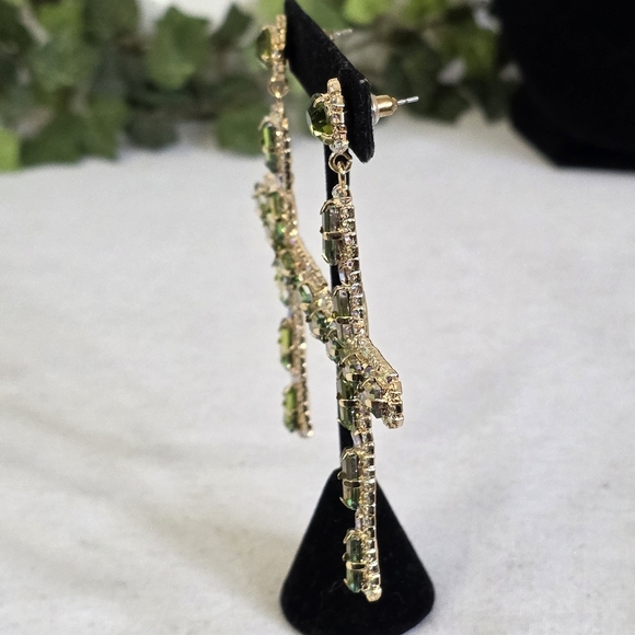 Statement Gold AB Cross Glam Earrings - Picture 8 of 11